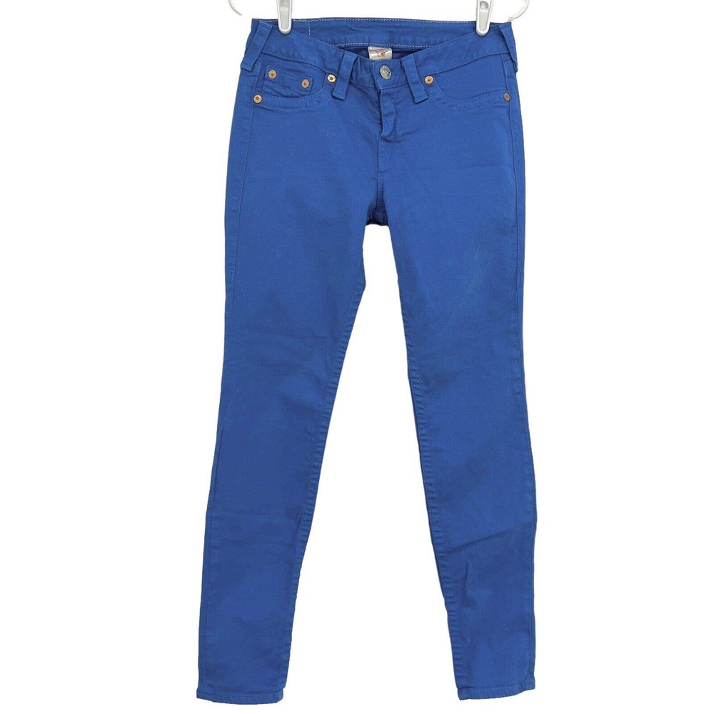 True Religion Womens High Rise Stretch Royal Blue Leggings Jeans Size 29 (29x29)